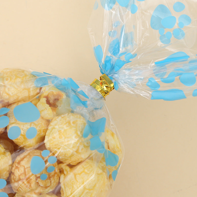 Wholesale Cartoon Puppy Claw Printed Transparent Candy Bag Food Sealing Tie Silk Bag